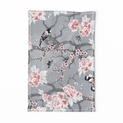 Chinoiserie birds in grey rotated