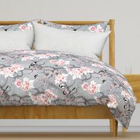 Chinoiserie birds in grey rotated