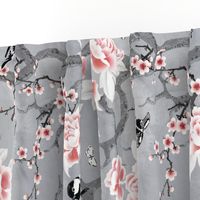 Chinoiserie birds in grey rotated