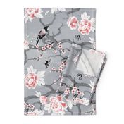 Chinoiserie birds in grey rotated