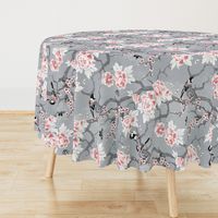 Chinoiserie birds in grey rotated