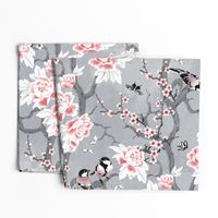 Chinoiserie birds in grey rotated