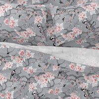 Chinoiserie birds in grey rotated