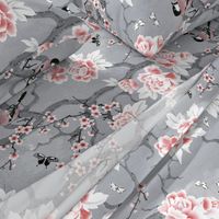 Chinoiserie birds in grey rotated