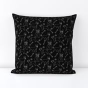 french bulldog fabric - black and white dog fabric, simple minimal fabric, cute dog design - bw