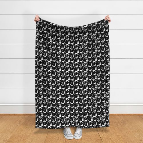 french bulldog fabric - black and white dog fabric, simple minimal fabric, cute dog design -black