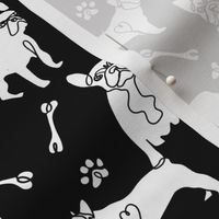 french bulldog fabric - black and white dog fabric, simple minimal fabric, cute dog design -black