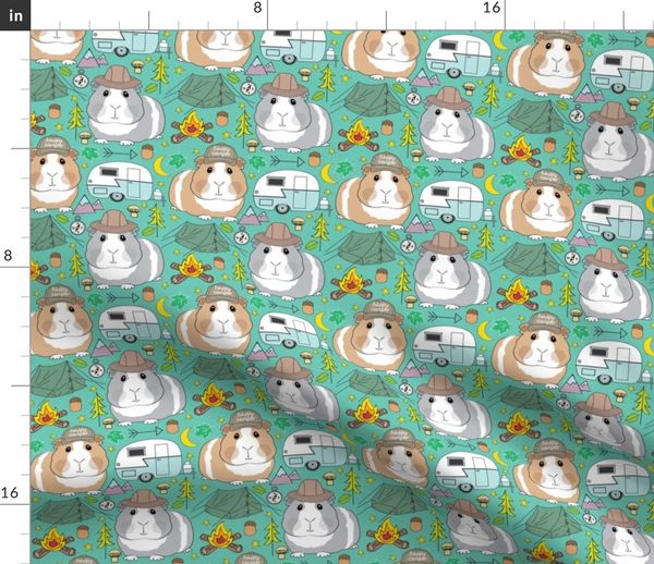 Snacks Animals Cute Choc Chip Cotton Fabric By The Yard With Spoonflower Guinea-Pigs-With-Milk-And-Cookies By Lilcubby Guinea Pig Fabric