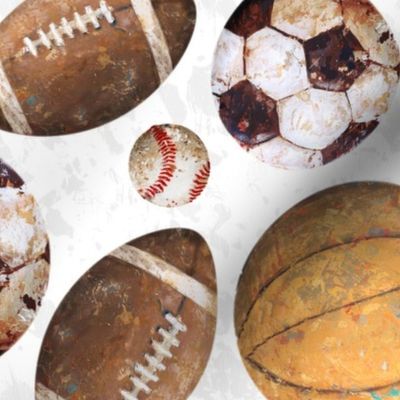Allstar Sports Balls on White - Baseball, Football, Soccer, Basketball
