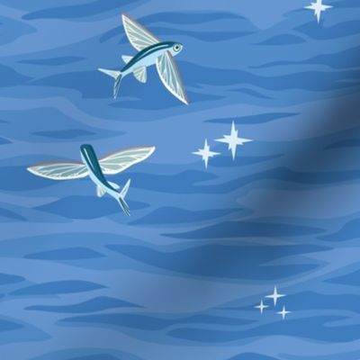 Flying Fish on Cobalt Blue Sea