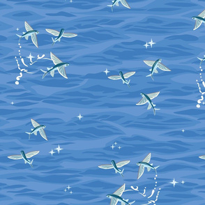 Flying Fish on Cobalt Blue Sea