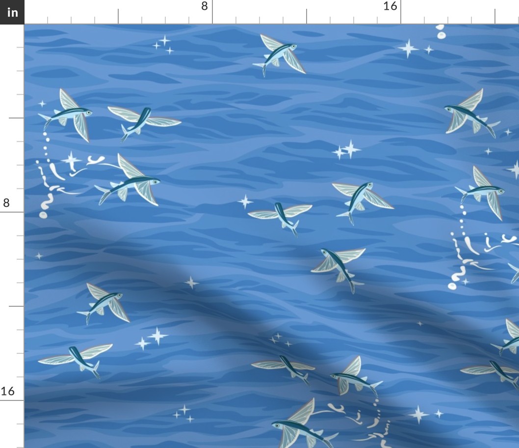 Flying Fish on Cobalt Blue Sea