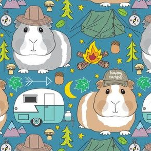 large camping guinea pigs on blue