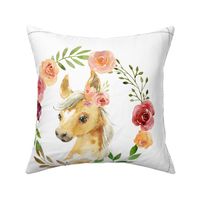 18” Country Floral Pony Pillow Front with dotted cutting lines // Farmington collection