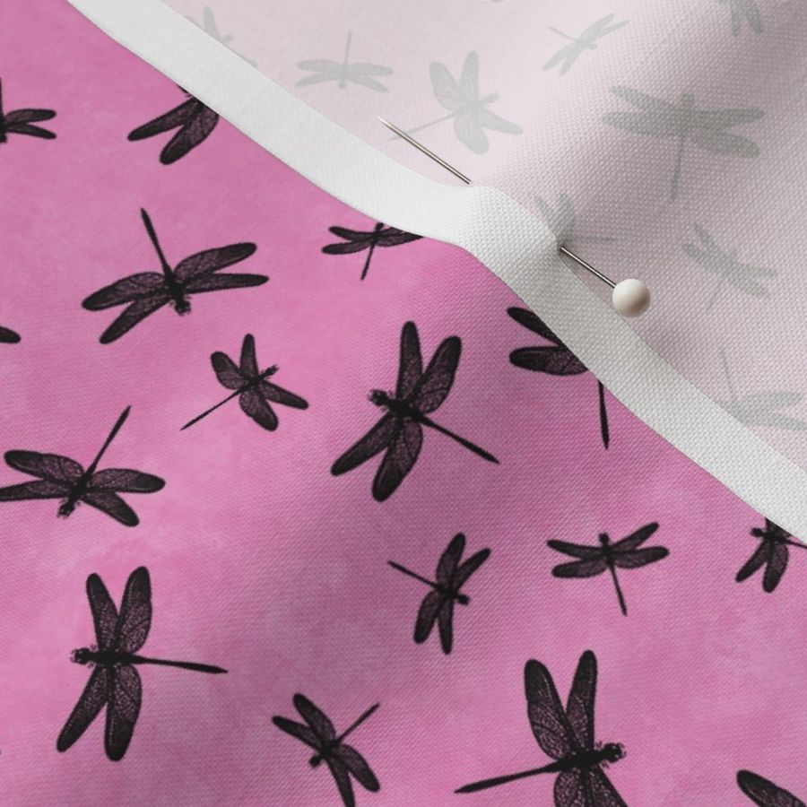 Tiny Dragonflies Black On Pink