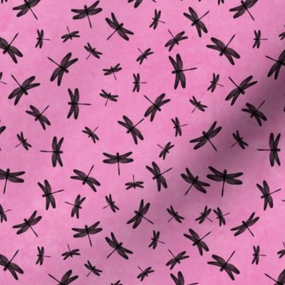 Tiny Dragonflies Black On Pink