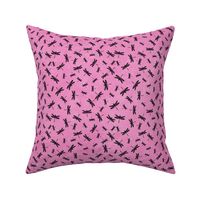 Tiny Dragonflies Black On Pink