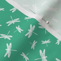 Tiny Dragonflies White On Bright Green