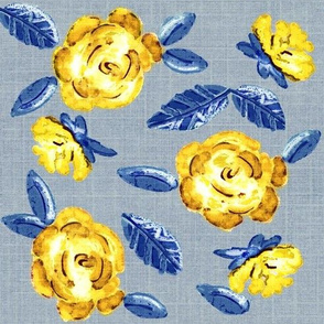 Romance Ready Shabby Yellow Rose on Grey Texture   