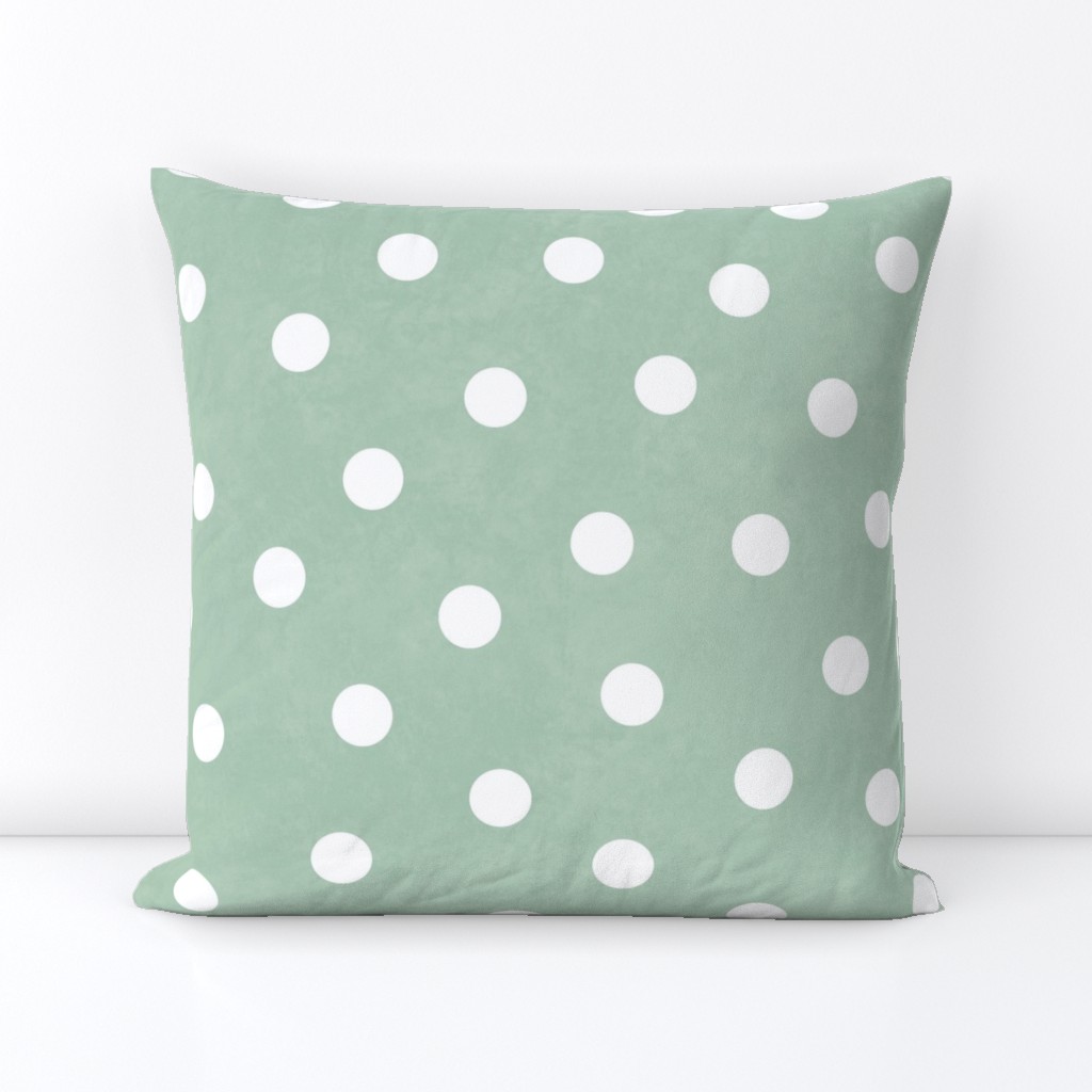 Happy White Polka Dots On Sage