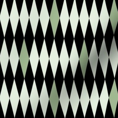 MCM Harlequin: Green & Black Mid Century Geometric, Mod Harlequin