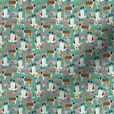 TINY - saint bernard floral dog breed pet fabric teal