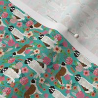 TINY - saint bernard floral dog breed pet fabric teal