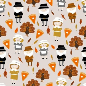 Thanksgiving fabric - pilgrim fabric, thanksgiving fabric, turkey fabric, autumn leaves - light