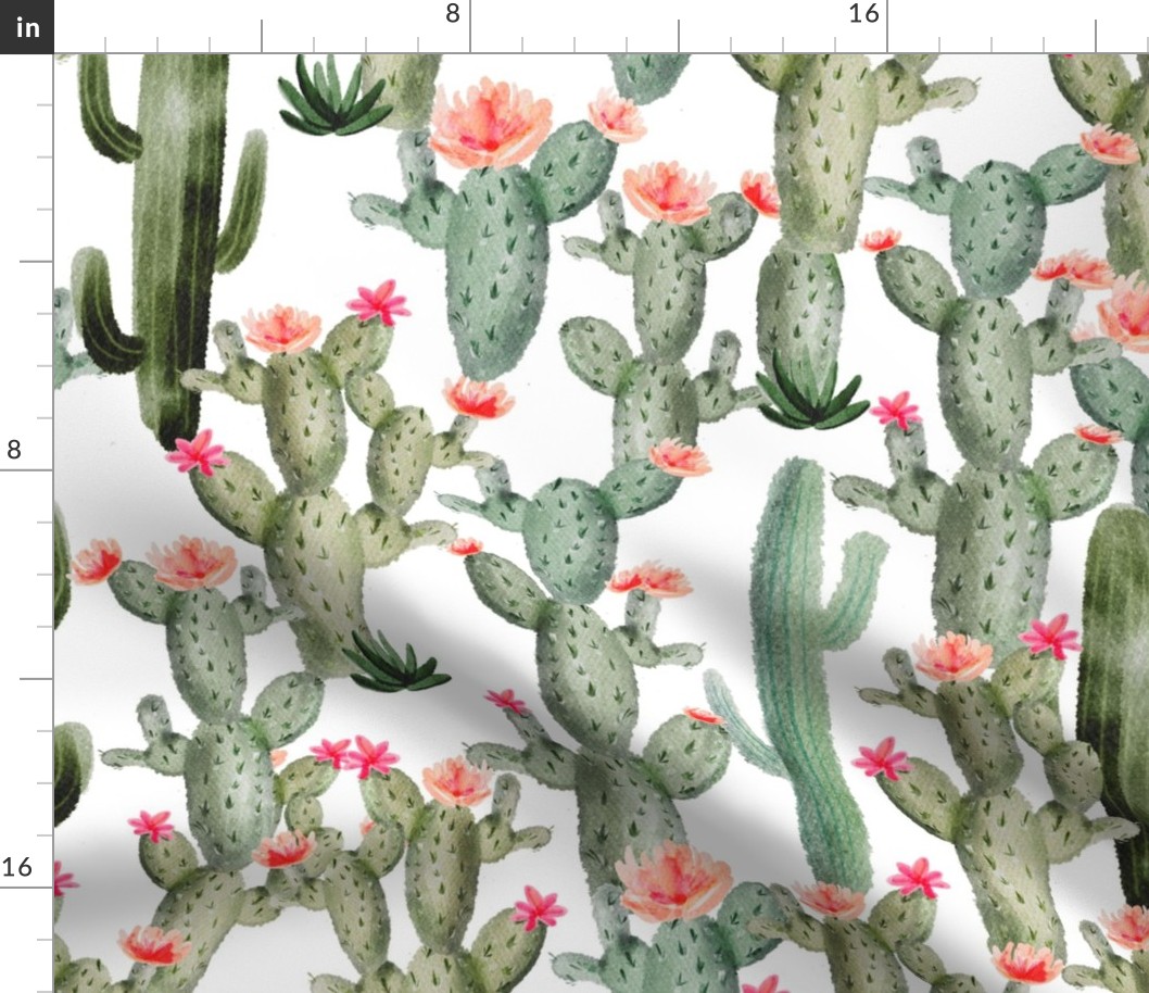 21" Pink Cactus Floral // White