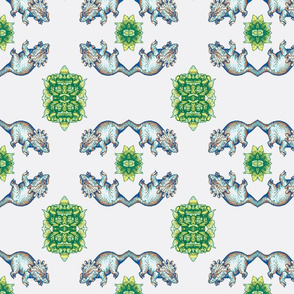 Triceratops Trellis - Green, Blue, Orange