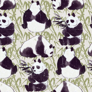 ink panda,green bamboo