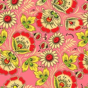 Vintage Pink Red Scarf Floral Pattern