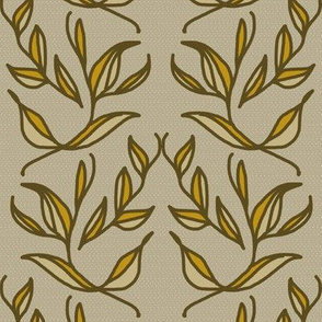 Retro Beige Vines and Leaves