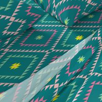 Southwestern Geometric - Teal / Green / Pink - Large