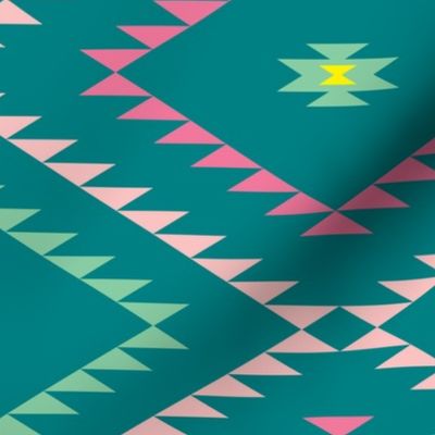 Southwestern Geometric - Teal / Green / Pink - Large