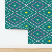 Southwestern Geometric - Teal / Green / Pink - Large