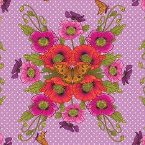 Poppies-Butterflies-Dots-Violet-Large