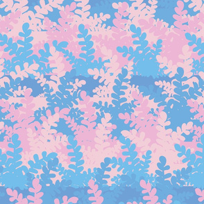pink and blue ferns stripes by rysunki_malunki