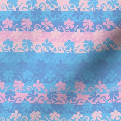 pink and blue floral stripes by rysunki_malunki