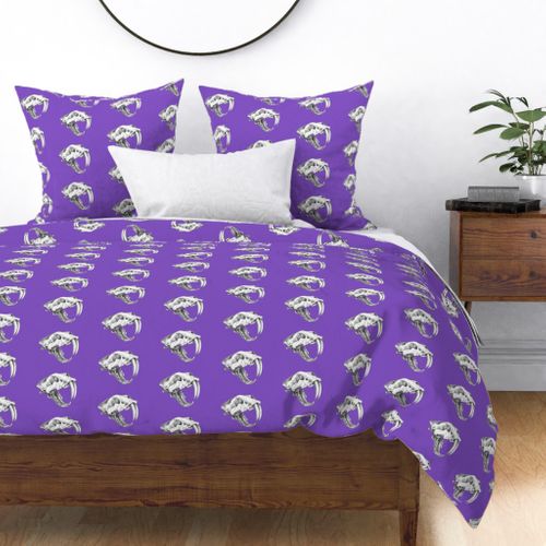 Saber Tooth Tiger Skull on Purple 1