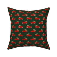 australian cattle dog christmas truck fabric - red truck, christmas dog, christmas truck - red heeler - green