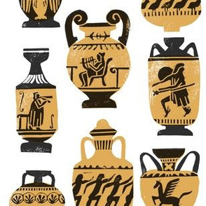 greek vase fabric - ancient greece fabric, greek pottery fabric, ancient greece fabric - white