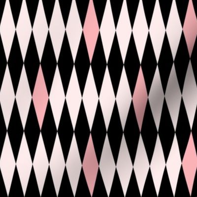 MCM Harlequin: Pink & Black Mid Century Geometric, Mod Harlequin