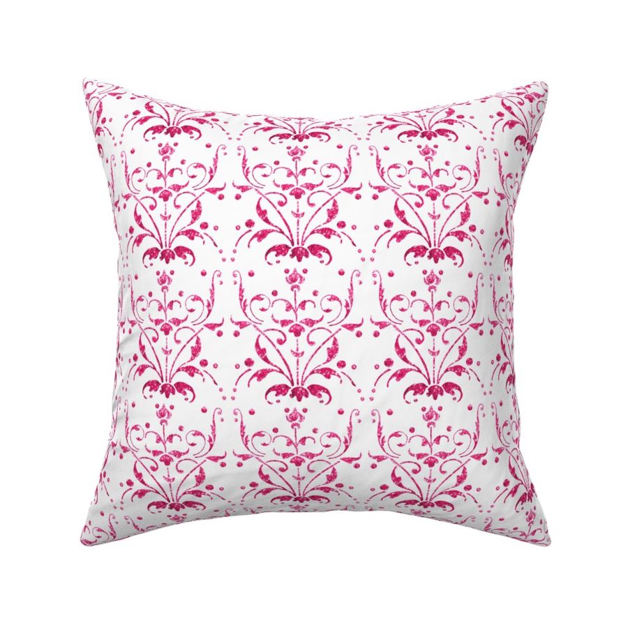 Hot Pink Damask Fabric | Spoonflower