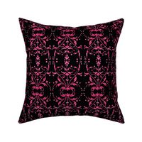 Hot Pink Damask on Black