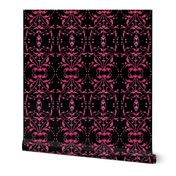 Hot Pink Damask on Black