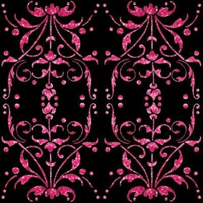 Hot Pink Damask on Black