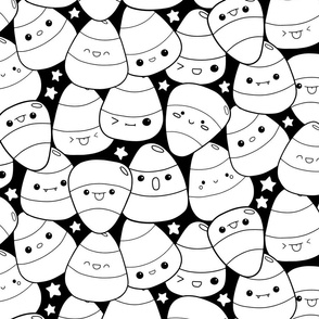 Kawaii Candy Corn black and white - large scale