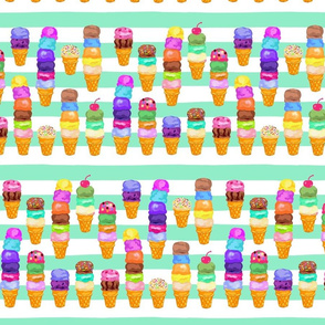 small-Ice cream cones galore-with stripes