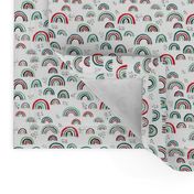 Rainbow love Scandinavian abstract rainbow clouds happy rain sky christmas red green mint XS